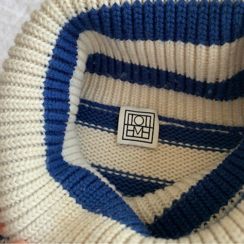 Toteme Signature Stripe Turtleneck Wool Cotton Ov… - image 3